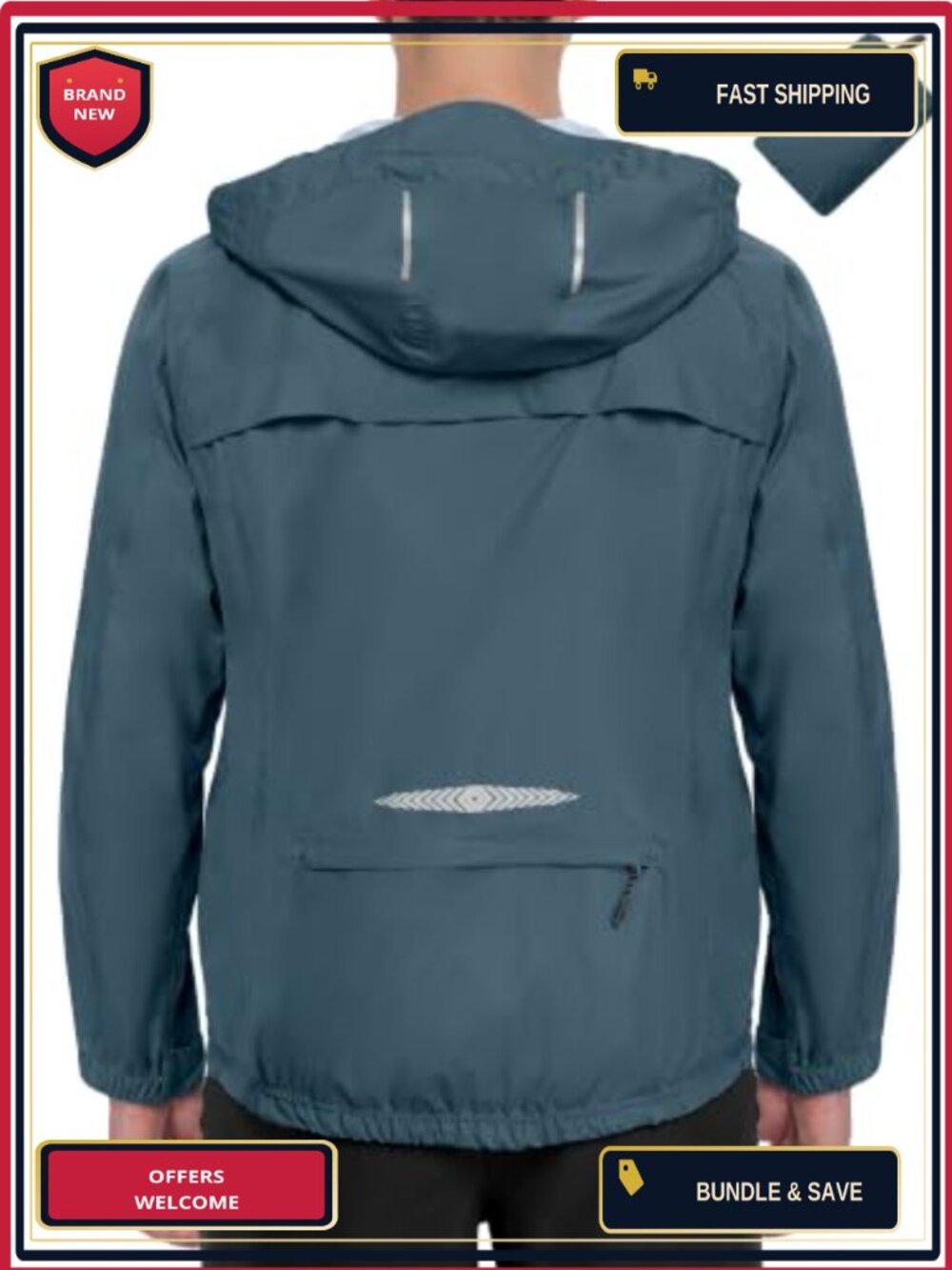 Packable Cycling Waterproof Rain Jacket Hooded Men's Lightweight